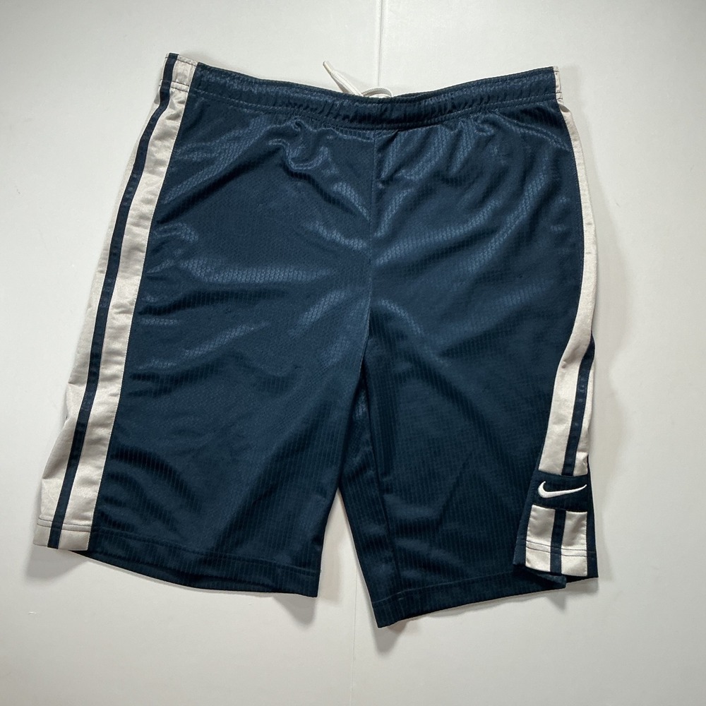 Nike Basketball Dazzle Shimmer‎ Silky Shorts L Pinestripe Navy Blue White Mesh